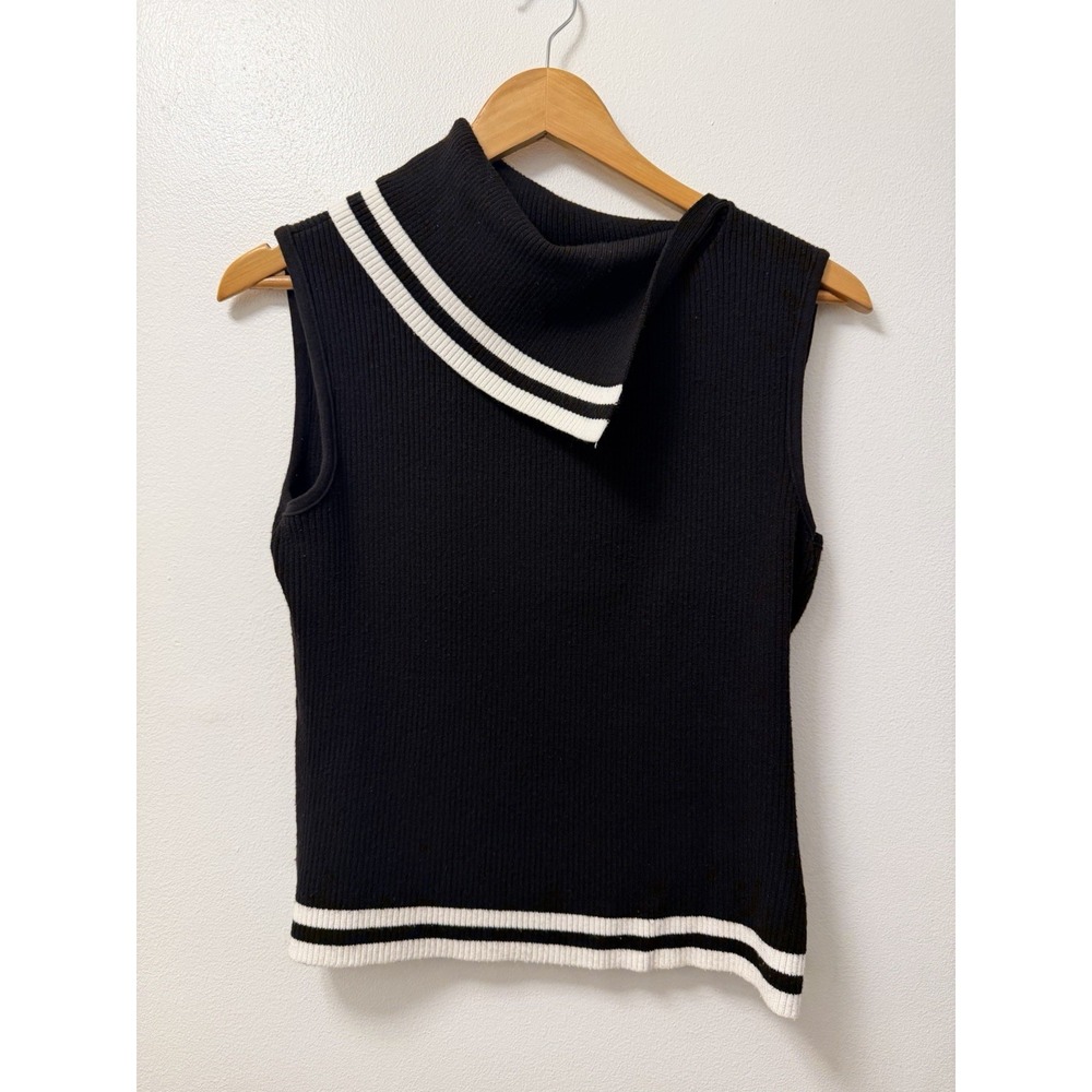 Vintage Y2K High Collared Mock Neck Knit Top by Papaya Women's L Made In USA 90s